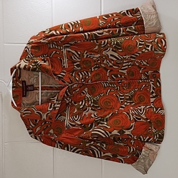 Jones NY XL Soft Fine Wale Stretch Print Cotton Corduroy Jean Jacket - Picture 13 of 16